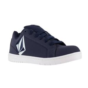 Volcom Mens Stone Comp Toe Work Shoes US 9.5 Navy Blue Leather EH SR NIB